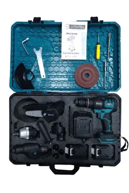 MUR-CELL MUR-9019 ÇOK FONKSİYONLU AKÜLÜ SET SPİRAL+MATKAP+SOMUN SÖKME+BUDAMA TESTERE