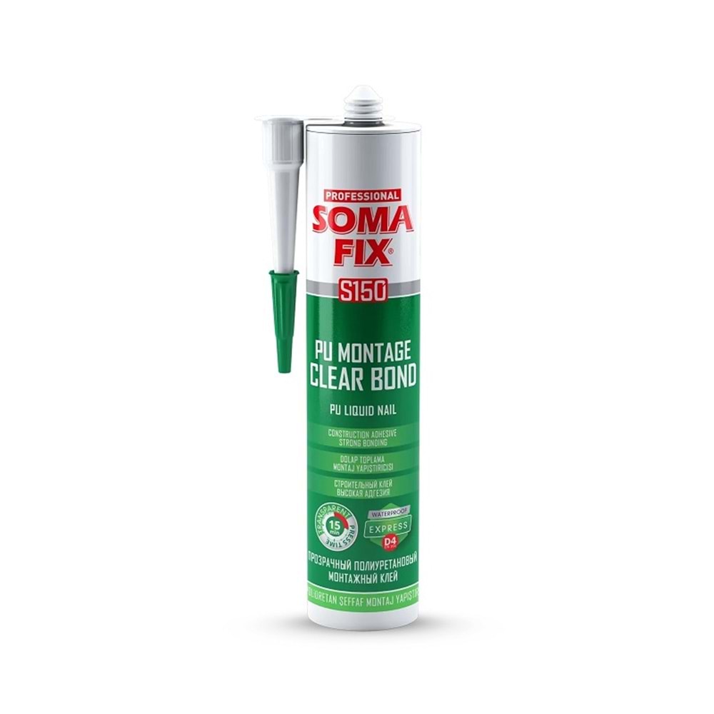 SOMAFIX S150 POLİÜRETAN MONTAJ YAPIŞTIRICI-SIVI ÇİVİ D4 ŞEFFAF 310 ML