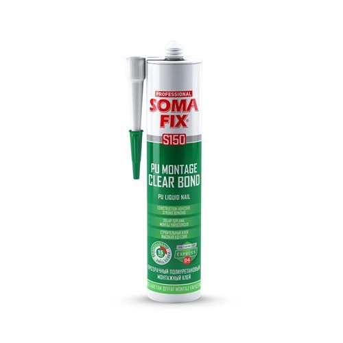 SOMAFIX S150 POLİÜRETAN MONTAJ YAPIŞTIRICI-SIVI ÇİVİ D4 ŞEFFAF 310 ML